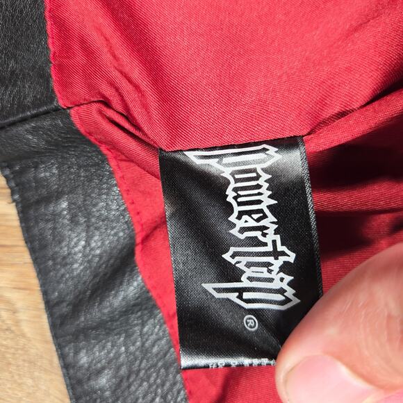 Power Trip Leather Vest Women’s Lace Up Motorcycle Black Red Betty Boop Large - Picture 11 of 12